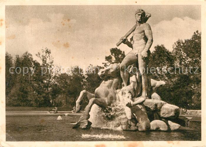 Muenchen Bayern Neptunbrunnen Kupfertiefdruck