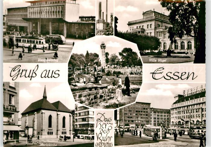 Essen Ruhr Hauptbahnhof Villa Huetel Bahnhofsvorplatz Marktkirche Grugapark