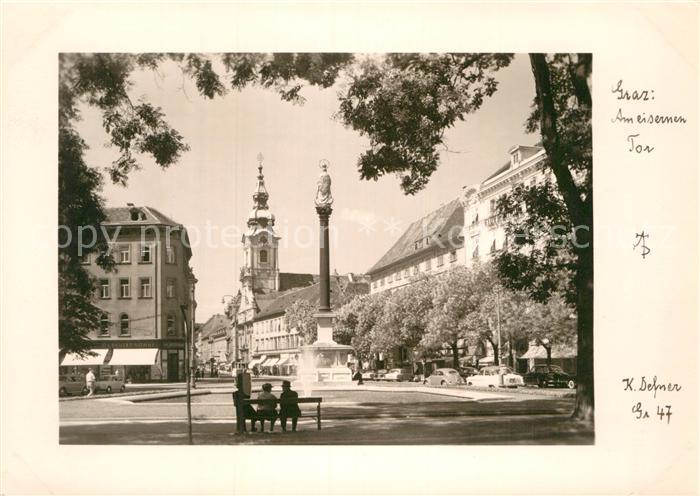 Graz Steiermark Partie am eisernen Tor Saeule Kirche