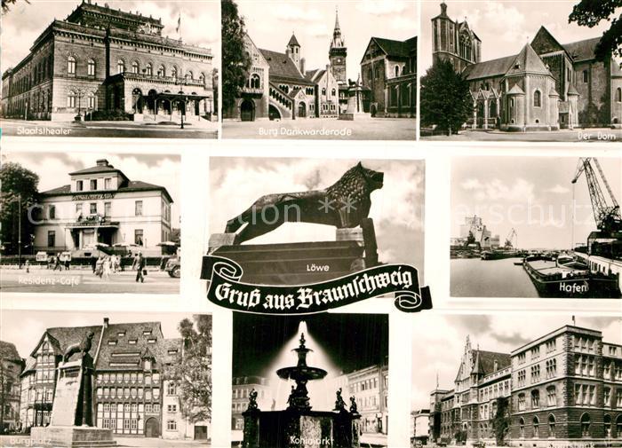 Braunschweig Staatstheater Residenzcafe Burgplatz Burg Dankwarderode Loewe Statu