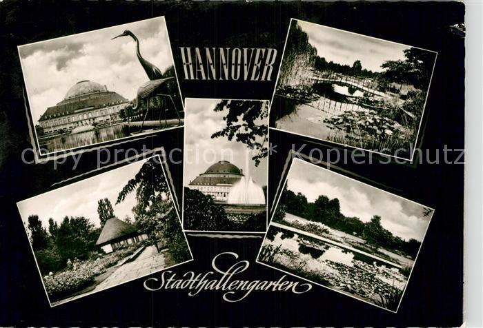 HANNOVER  CITY Stadthallengarten Kranich Statue Teich Fontaene