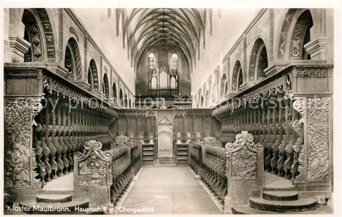 Maulbronn Kloster Hauptschiff mit Chorgestuehl