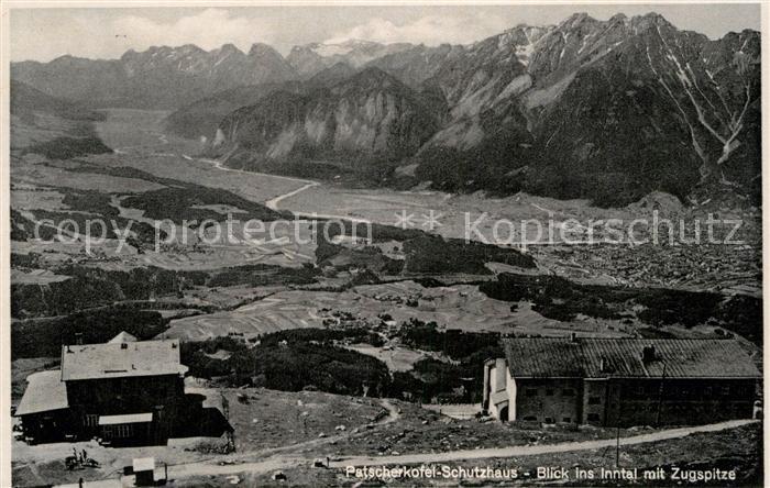 Patscherkofel Haus Berghaus Schutzhas mit Blick ins Inntal mit Zugspitze