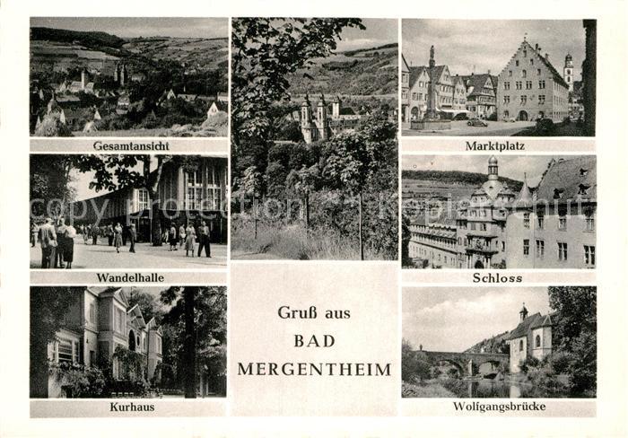 Bad Mergentheim Gesamtansicht Wandelhalle Kurhaus Marktplatz Schloss Wolfgangsbr