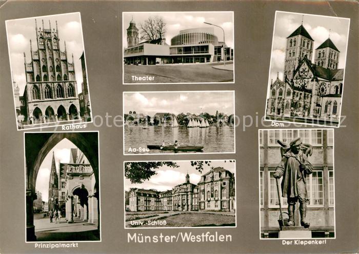 Muenster Westfalen Rathaus Prinzipalmarkt Theater Aasee Universitaet Schloss Dom