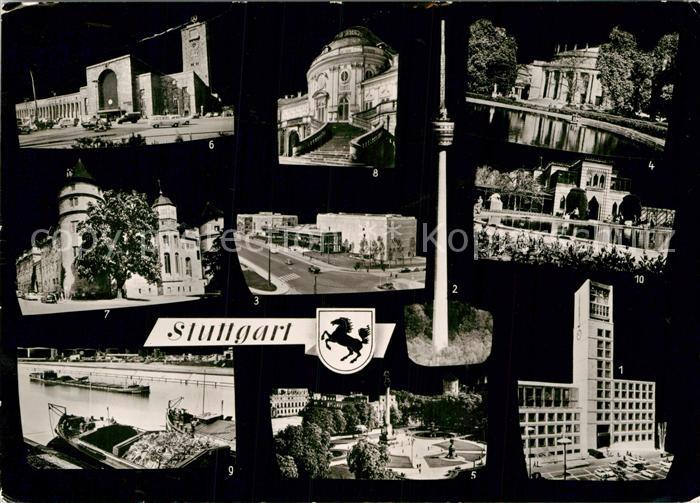 STUTTGART  CITY Rathaus Fernsehturm Liederhalle Theater Schloss Bahnhof Solitude