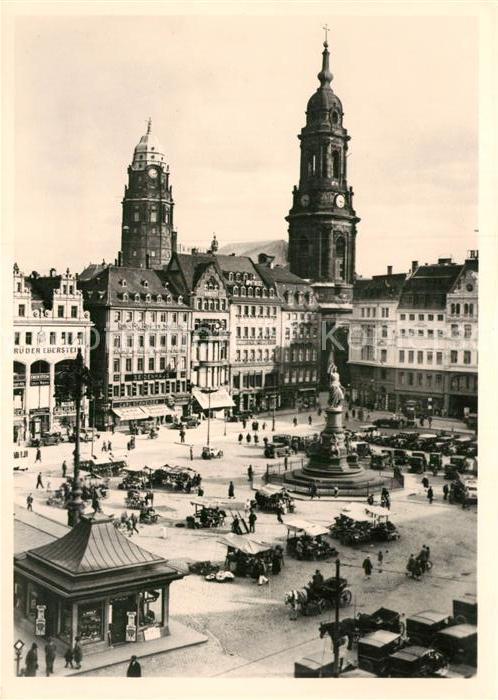 DRESDEN Elbe Altmarkt mit Kreuzkirche Rathausturm vor der Zerstoerung Repro Samm