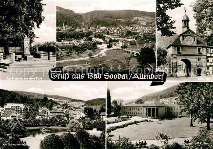 Bad Sooden-Allendorf Brunnen vor dem Tore Panorama Altes Tor Kurpark Kurhaus Sch