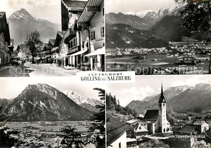 Golling Salzach Hauptstrasse Kirche Panorama mit Hohem Goell Dachstein Tennengeb