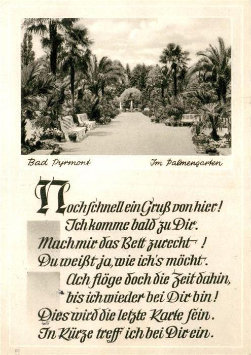 Bad Pyrmont Palmengarten Gedicht Poesie