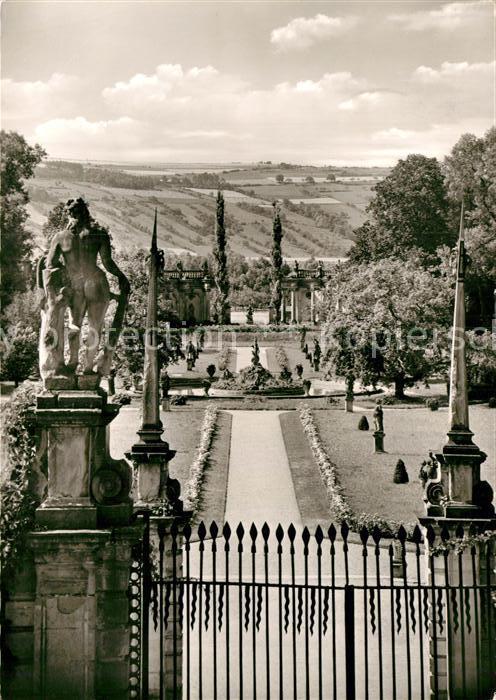 Weikersheim Schloss Blick vom Rittersaal in den Park