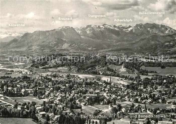 Bad Toelz Panorama Isartal Benediktenwand Alpen Fliegeraufnahme
