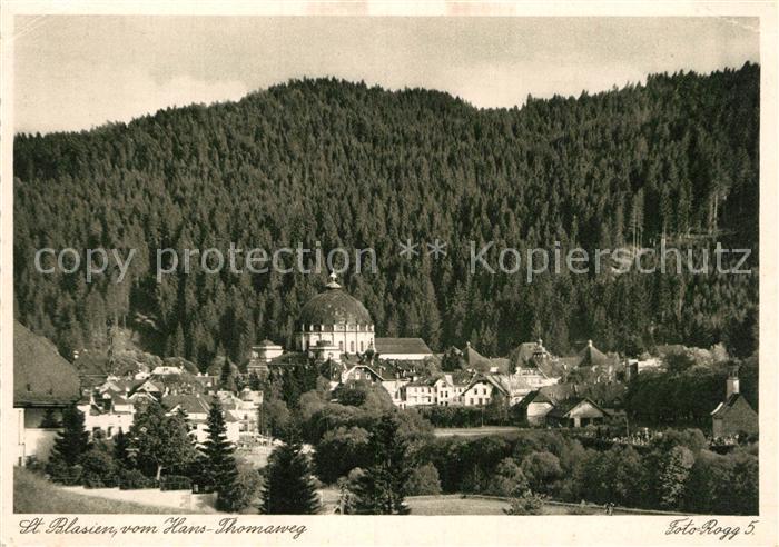 St Blasien Blick zum Dom vom Hans Thoma Weg Kneipp Kurort im Schwarzwald Kupfert