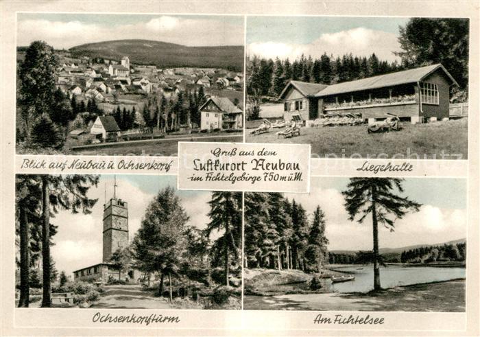 Neubau Fichtelberg Panorama mit Blick zum Ochsenkopf Aussichtsturm Fichtelsee Li