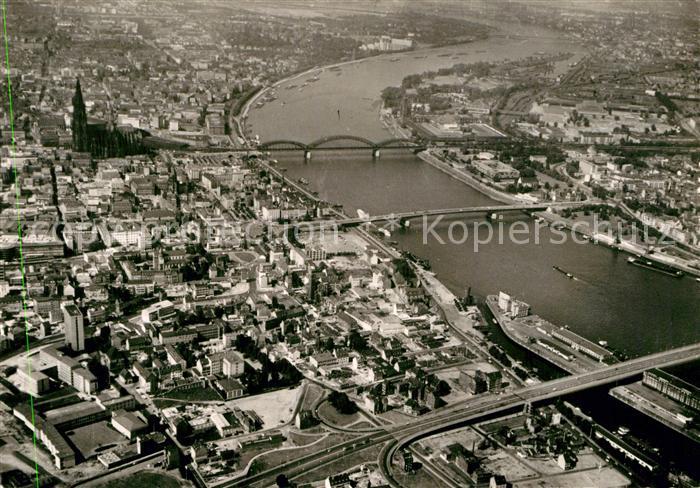 Koeln Rhein Dom Hohenzollernbruecke Deutzer Bruecke Severinsbruecke Fliegeraufna