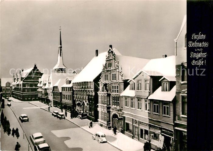 Hameln Weser Osterstrasse Illustration Weihnachtskarte Neujahrskarte