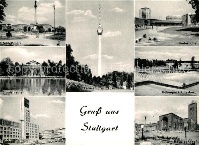 STUTTGART  CITY Schlossplatz Staatstheater Rathaus Fernsehturm Liederhalle Hoehe