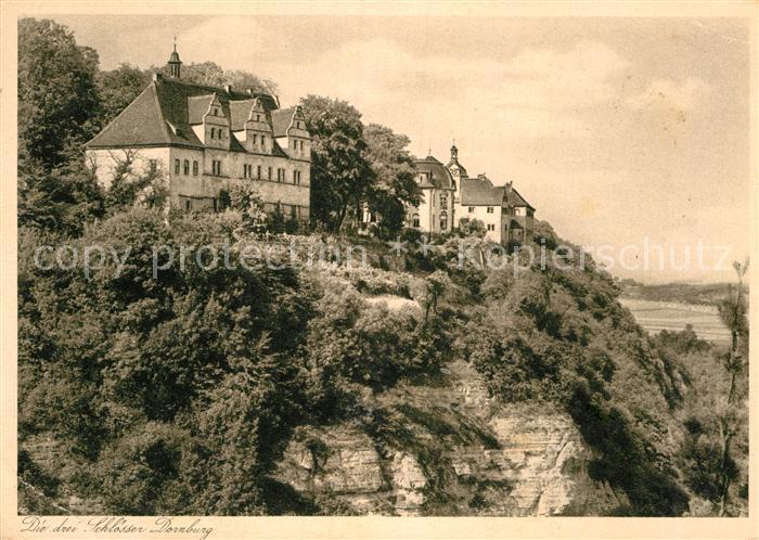 Dornburg Saale Die drei Schloesser Goetheschloss Rokokoschloss Altes Schloss