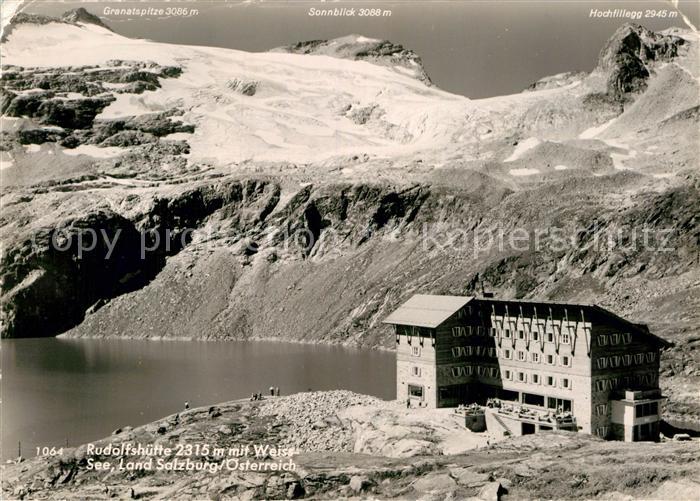 Rudolfshuette Weisssee Berghaus mit Weissee Gebirgspanorama