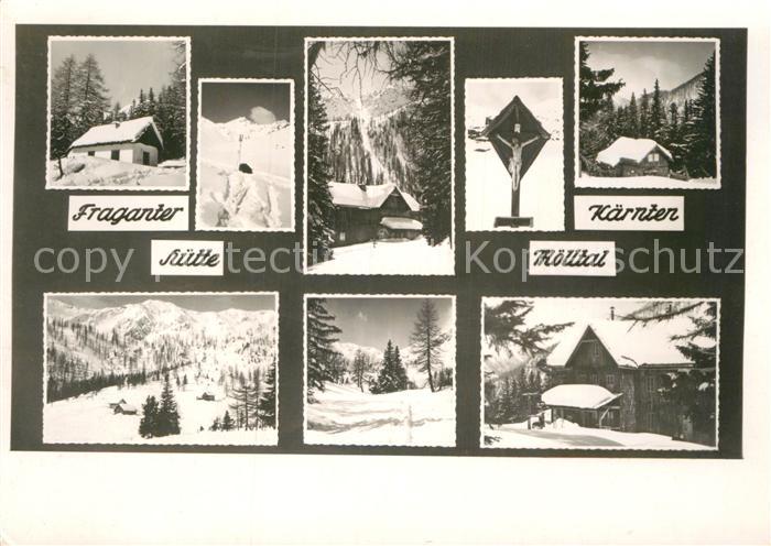 Flattach Fraganter Huette im Moelltal Wegekreuz Winterpanorama