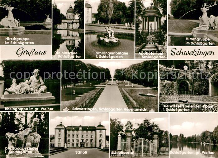 Schwetzingen Hirschgruppe Schlossgarten Moschee Fontaene Apollotempel Hirschgrup