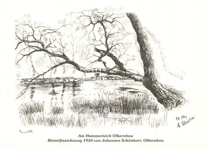 Bleistiftzeichnung Johannes Schoenherr Hammerteich Olbernhau