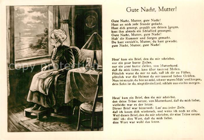 Liederkarte Gute Nacht Mutter