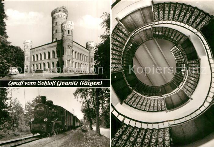 Granitz Ruegen Ehem Jagdschlos Baederbahn Wendeltreppe im Aussichtsturm