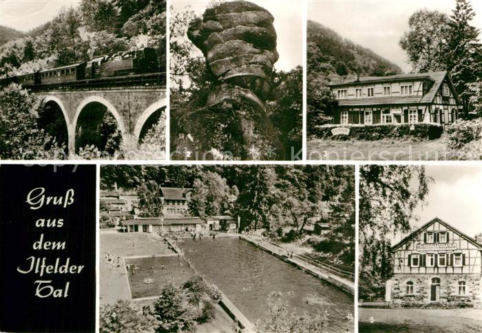 Ilfeld Suedharz Harzquerbahn Gaenseschnabel Gaststaette zur Talbrauerei Schwimmb