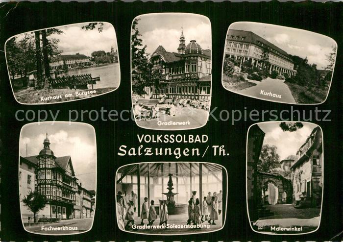 Bad Salzungen Kurhaus am Burgsee Gradierwerk Kurhaus Fachwerkhaus Gradierwerk Ma