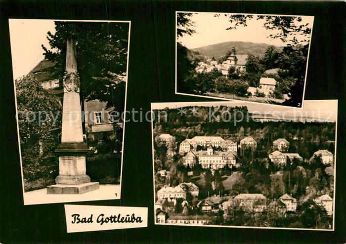 Bad Gottleuba-Berggiesshuebel Postsaeule Durchblick zum Ort Teilansicht vom Sana