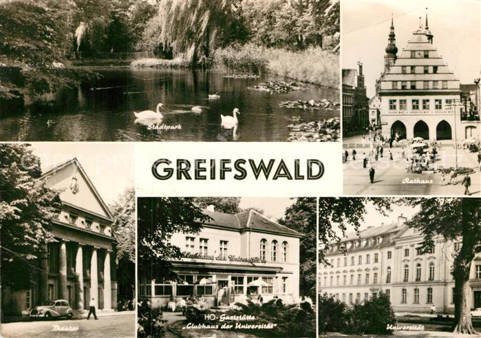 Greifswald Stadtpark Rathaus Theater HOG Clubhaus der Universitaet