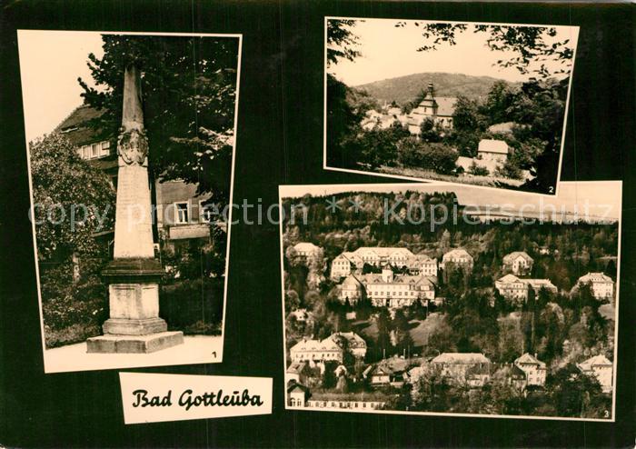 Bad Gottleuba-Berggiesshuebel Postsaeule Durchblick zum Ort Sanatorium