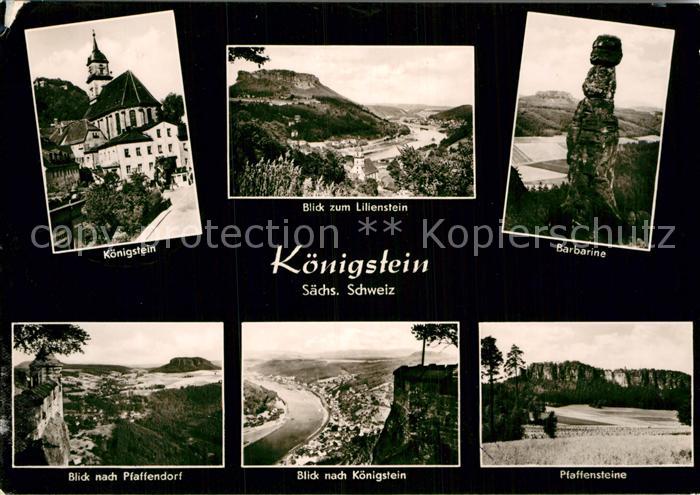 Koenigstein Saechsische Schweiz Kirche Lilienstein Barbarine Pfaffendorf Panoram