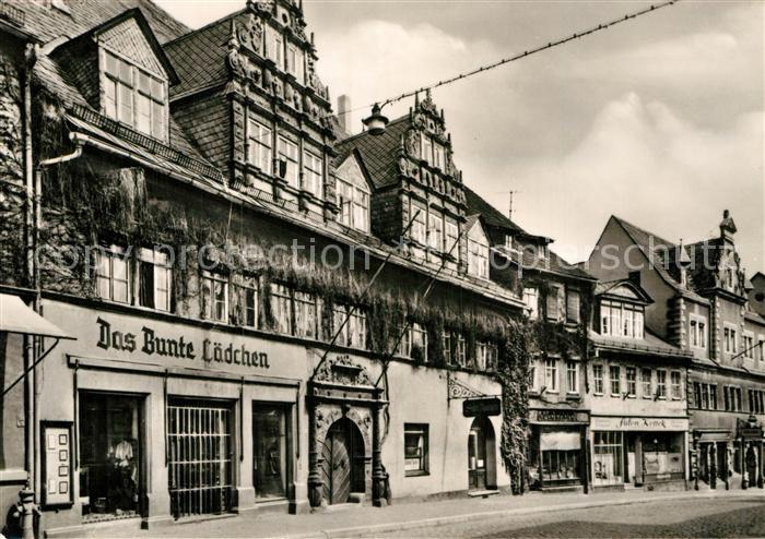 Saalfeld Saale Saalstrasse mit Das Bunte Laedchen
