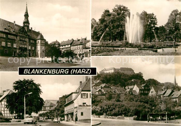 Blankenburg Harz Markt mit Rathaus Mauerstrasse Thiepark Schlossblick