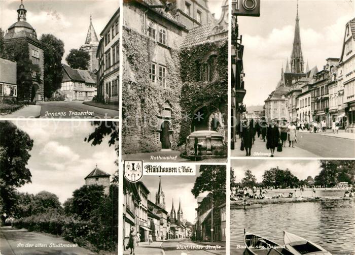 Muehlhausen Thueringen Inneres Frauentor Rathaushof Steinweg Alte Staumauer Wanf