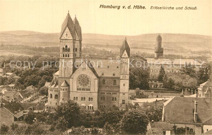 Bad Homburg Erloeserkirche und Schloss