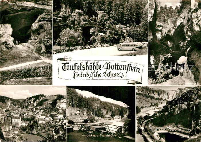 Pottenstein Oberfranken Teufelshoehle Eingang Ausgang Panorama Ausblick Schwimmb