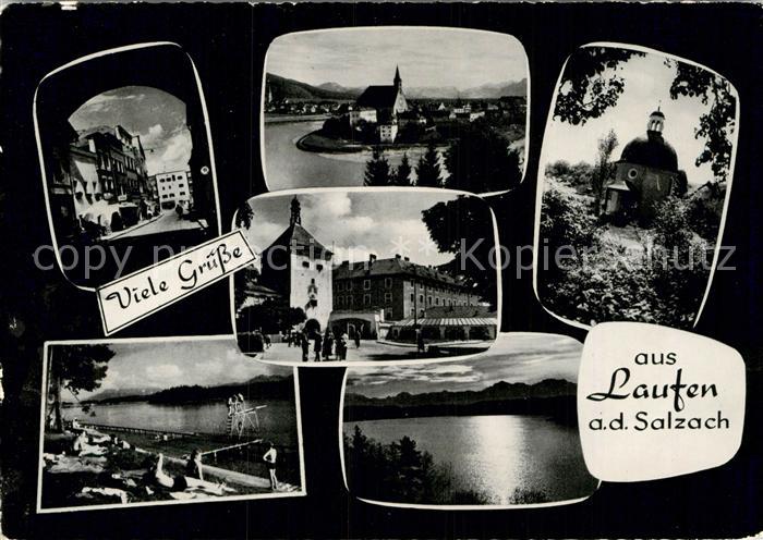 Laufen Salzach Teilansichten Kirche Schwimmbad See