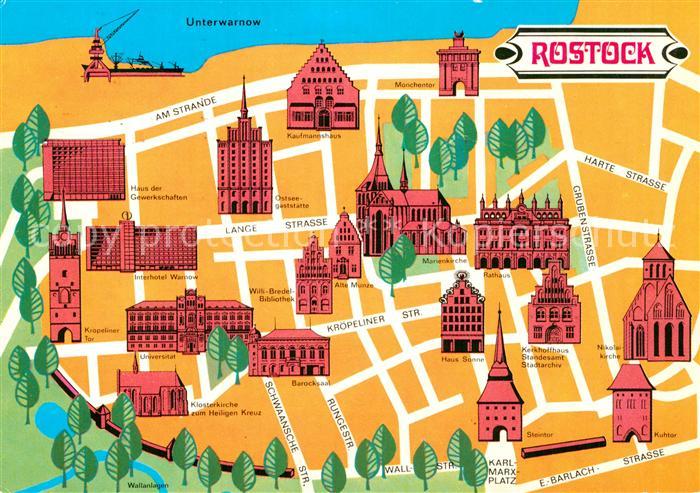ROSTOCK CITY Stadtplan Illustration