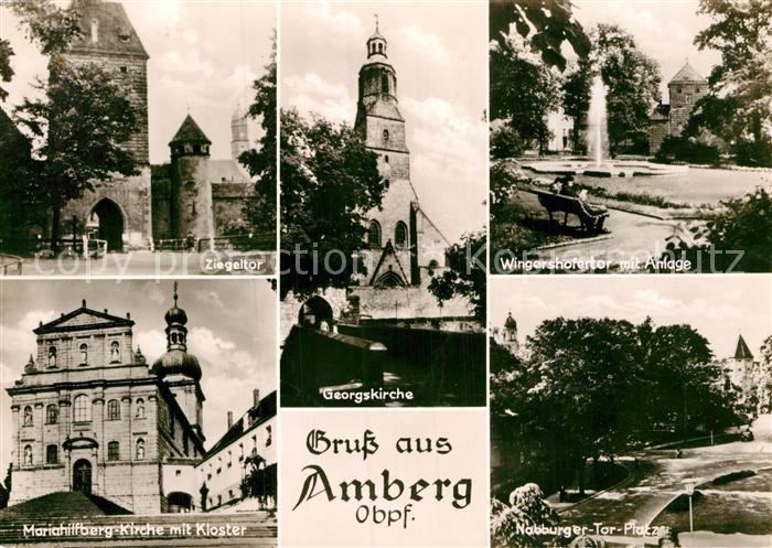 Amberg Oberpfalz Ziegeltor Georgskirche Wingershofertor mit Anlage Mariahilfberg