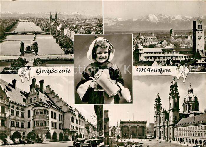 Muenchen Isarpartie Deutsches Museum Hofbraeuhaus Theatinerkirche