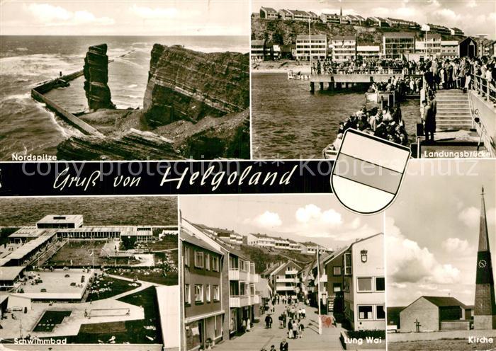 Helgoland Nordspitze Landungsbruecke Schwimmbad Lung Wai Kirche