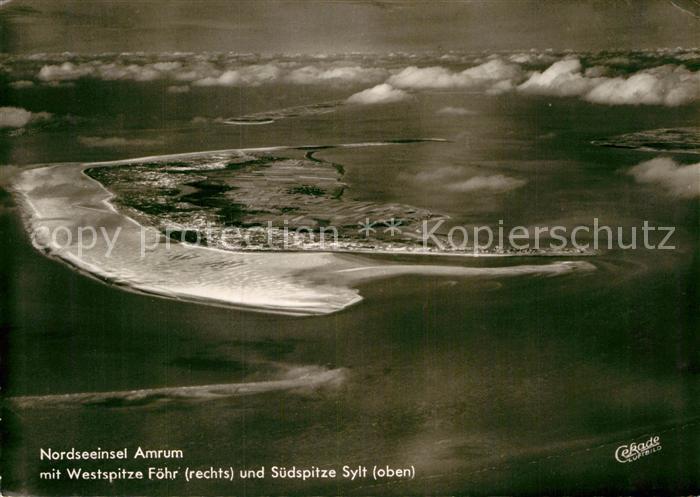 Amrum Fliegeraufnahme mit Foehr und Syltspitze