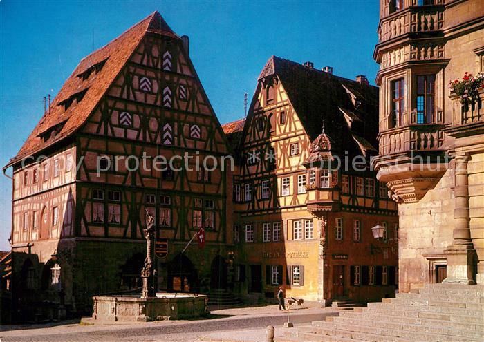 Rothenburg Tauber Marktplatz St. Georgsbrunnen Marienapotheke Fachwerk