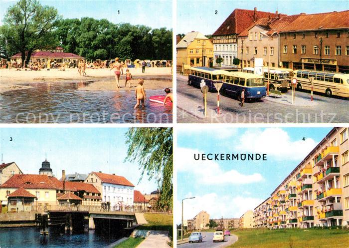 Ueckermuende Mecklenburg Vorpommern Haffbad Hafen Neubauten Karl-Marx-Platz