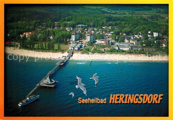 Heringsdorf Ostseebad Usedom Fliegeraufnahme mit Strand und Seebruecke