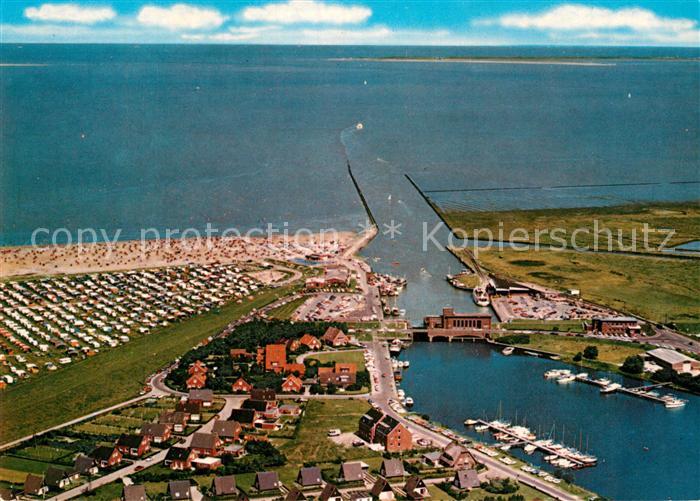 Carolinensiel Ostfriesland Fliegeraufnahme mit Hafen und Strand