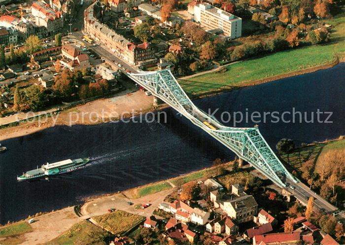DRESDEN Elbe Fliegeraufnahme Elbe-Bruecke Blaue-Wunder